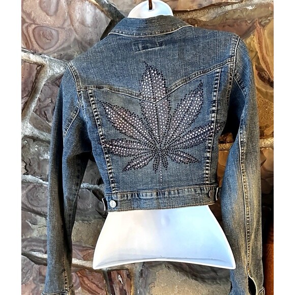 Y2K Denim Jacket Women’s Fitted Stretch Jean Jacket 2000s Vintage M Made in usa - Picture 2 of 8